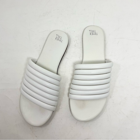 Time and Tru Women's White Slide Sandals - Picture 1 of 5